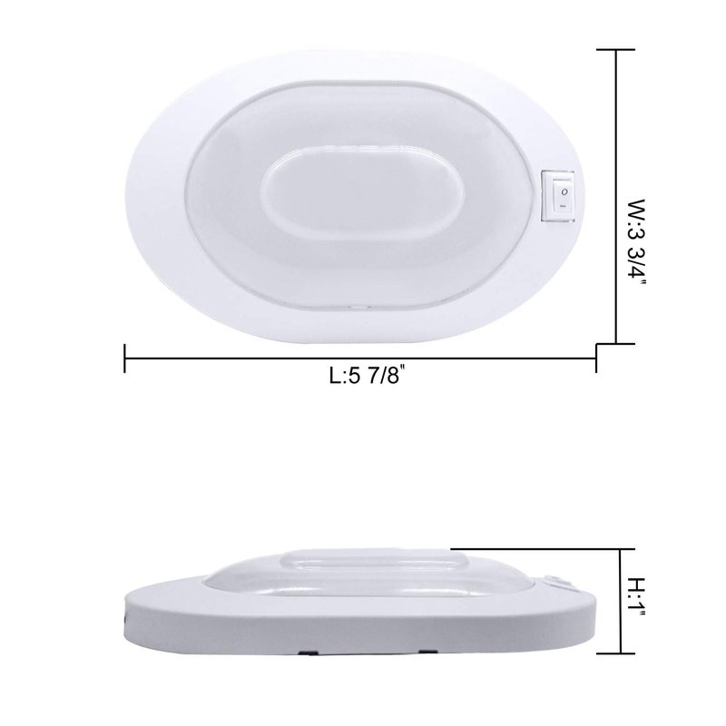 Facon 12V RV Ceiling Light with On&Off Switch, Oval Pancake Dome Light, RV Interior Light Fixture for RV Motorhomes Camper Caravan Trailer Boat - Image 5